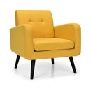 Modern Upholstered Comfy Accent Chair Single Sofa with Rubber Wood Legs by LJGDeals