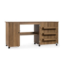 Folding Sewing Table Shelves Storage Cabinet Craft Cart with Wheels by LJGDeals