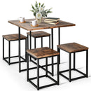 5 Pieces Metal Frame Dining Set with Compact Dining Table and 4 Stools by LJGDeals