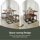 5 Pieces Metal Frame Dining Set with Compact Dining Table and 4 Stools by LJGDeals