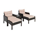 5-Piece Patio Rattan Sofa Set with Ottomans & Table by LJGDeals