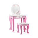 Kids Wooden Makeup Dressing Table and Chair Set with Mirror and Drawer by LJGDeals
