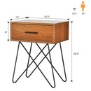 Nightstand Coffee Table Storage Display with Steel Legs and 1 Drawer by LJGDeals