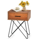 Nightstand Coffee Table Storage Display with Steel Legs and 1 Drawer by LJGDeals