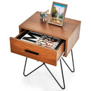 Nightstand Coffee Table Storage Display with Steel Legs and 1 Drawer by LJGDeals