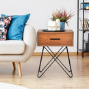 Nightstand Coffee Table Storage Display with Steel Legs and 1 Drawer by LJGDeals