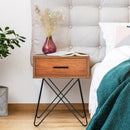 Nightstand Coffee Table Storage Display with Steel Legs and 1 Drawer by LJGDeals