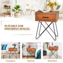 Nightstand Coffee Table Storage Display with Steel Legs and 1 Drawer by LJGDeals