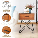 Nightstand Coffee Table Storage Display with Steel Legs and 1 Drawer by LJGDeals