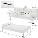 Convertible Folding Leather Futon Sofa with Cup Holders and Armrests by LJGDeals