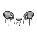 3PCS Patio Acapulco Furniture Bistro Set with GlassTable-Black by LJGDeals