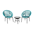 3PCS Patio Acapulco Furniture Bistro Set with GlassTable-Black by LJGDeals
