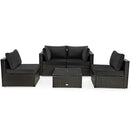 5 Pieces Cushioned Patio Rattan Furniture Set with Glass Table by LJGDeals