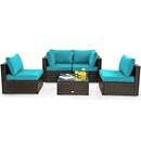 5 Pieces Cushioned Patio Rattan Furniture Set with Glass Table by LJGDeals