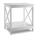 2-Tier Side Table with X-shape Design and 4 Solid Legs by LJGDeals
