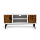 Mid-Century Wood TV Stand for 55 Inch with 2 Cabinets and Open Shelves by LJGDeals