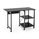 Rolling Folding Computer Desk with Storage Shelves by LJGDeals