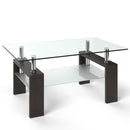 Rectangular Tempered Glass Coffee Table with Shelf by LJGDeals