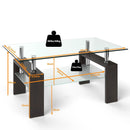 Rectangular Tempered Glass Coffee Table with Shelf by LJGDeals
