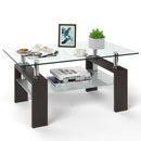 Rectangular Tempered Glass Coffee Table with Shelf by LJGDeals