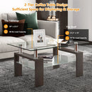 Rectangular Tempered Glass Coffee Table with Shelf by LJGDeals