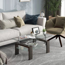 Rectangular Tempered Glass Coffee Table with Shelf by LJGDeals