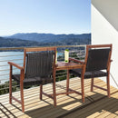 2-Seat Patio Rattan Acacia Wood Chair with Coffee Table by LJGDeals