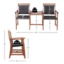 2-Seat Patio Rattan Acacia Wood Chair with Coffee Table by LJGDeals