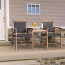 2-Seat Patio Rattan Acacia Wood Chair with Coffee Table by LJGDeals