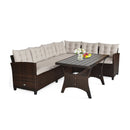3 Pieces Hand-Woven Rattan Outdoor Sofa Set with Dining Table by LJGDeals