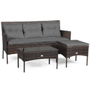 3 Pieces Patio Furniture Sectional Set with 5 Cozy