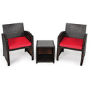 3 Pieces PE Rattan Wicker Furniture Set with Cushion Sofa Coffee Table for Garden by LJGDeals