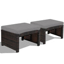 2 Pieces Patio Rattan Ottomans with Soft Cushion for Patio and Garden by LJGDeals