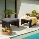 2 Pieces Patio Rattan Ottomans with Soft Cushion for Patio and Garden by LJGDeals