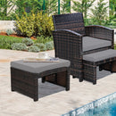 2 Pieces Patio Rattan Ottomans with Soft Cushion for Patio and Garden by LJGDeals