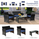 4 Pieces Patio Rattan Cushioned Furniture Set with Coffee Table-Black by LJGDeals