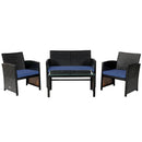 4 Pieces Patio Rattan Cushioned Furniture Set with Coffee Table-Black by LJGDeals