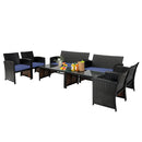 4 Pieces Patio Rattan Cushioned Furniture Set with Coffee Table-Black by LJGDeals
