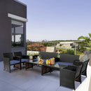 4 Pieces Patio Rattan Cushioned Furniture Set with Coffee Table-Black by LJGDeals