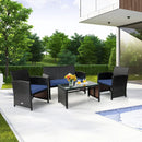 4 Pieces Patio Rattan Cushioned Furniture Set with Coffee Table-Black by LJGDeals