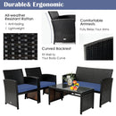 4 Pieces Patio Rattan Cushioned Furniture Set with Coffee Table-Black by LJGDeals