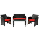 4 Pieces Patio Rattan Cushioned Furniture Set with Coffee Table-Black by LJGDeals