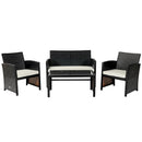 4 Pieces Patio Rattan Cushioned Furniture Set with Coffee Table-Black by LJGDeals