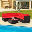 6 Pieces Patio Rattan Furniture Set with Cushions by LJGDeals