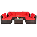 6 Pieces Patio Rattan Furniture Set with Cushions by LJGDeals