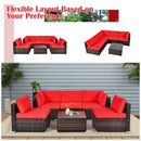 6 Pieces Patio Rattan Furniture Set with Cushions by LJGDeals