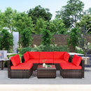 6 Pieces Patio Rattan Furniture Set with Cushions by LJGDeals