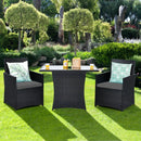 3 Pieces Patio Rattan Furniture Set with Cushion and Sofa Armrest by LJGDeals
