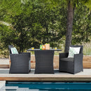 3 Pieces Patio Rattan Furniture Set with Cushion and Sofa Armrest by LJGDeals