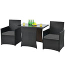 3 Pieces Patio Rattan Furniture Set with Cushion and Sofa Armrest by LJGDeals